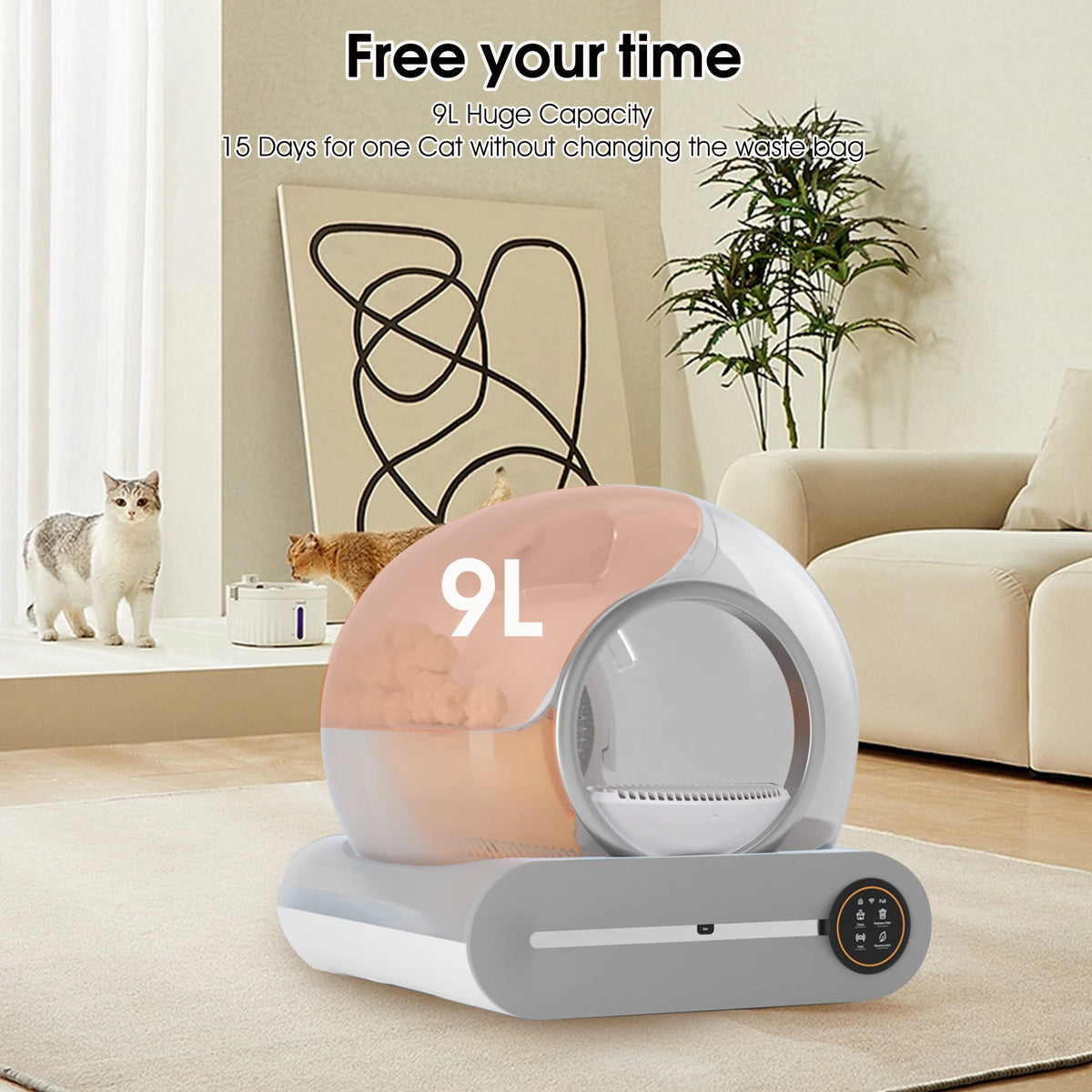 Automatic cleaning, eliminates odors, supports WiFi application control, intelligent automatic cat litter box with padding eprolo