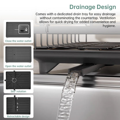 2-Tier Household Dish Rack: Countertop Storage with Drainboard eprolo