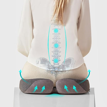 Memory Foam Coccyx Cushion. Alleviates tailbone/sciatica/back pain. Non - slip for office/car seats. - Smart Savvy