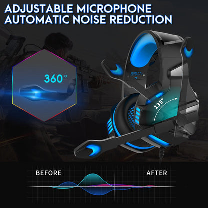 Head mounted gaming headphones RGB headphones wired headphones mobile phones computers subwoofers eprolo