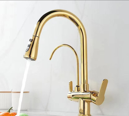 Antique brass three in one pure water direct drinking faucet, kitchen sink, pull-out faucet, hot and cold eprolo