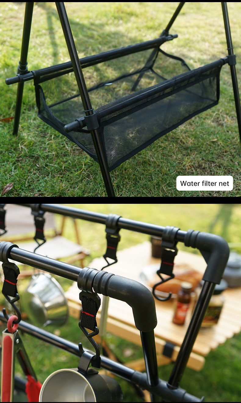 Outdoor camping folding shelf camping car drying rack drying net drying rack storage rack eprolo