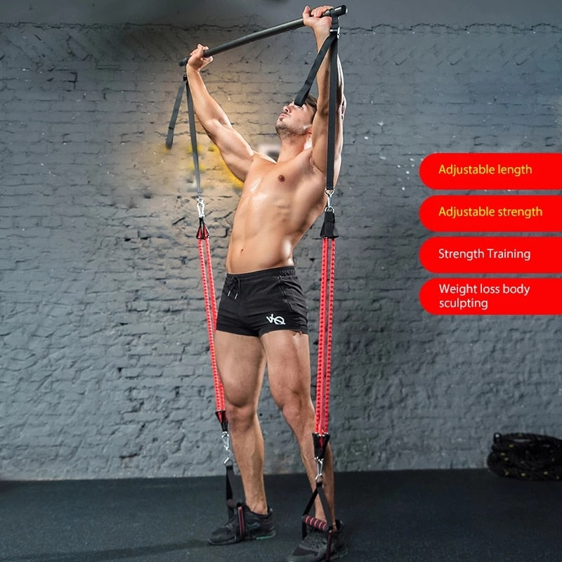 Resistance Band  Pilates Stick Gym Exercise Muscle Power Tension Bar With Fitness Stick Home Body Work Out Fitness Pull Rope eprolo