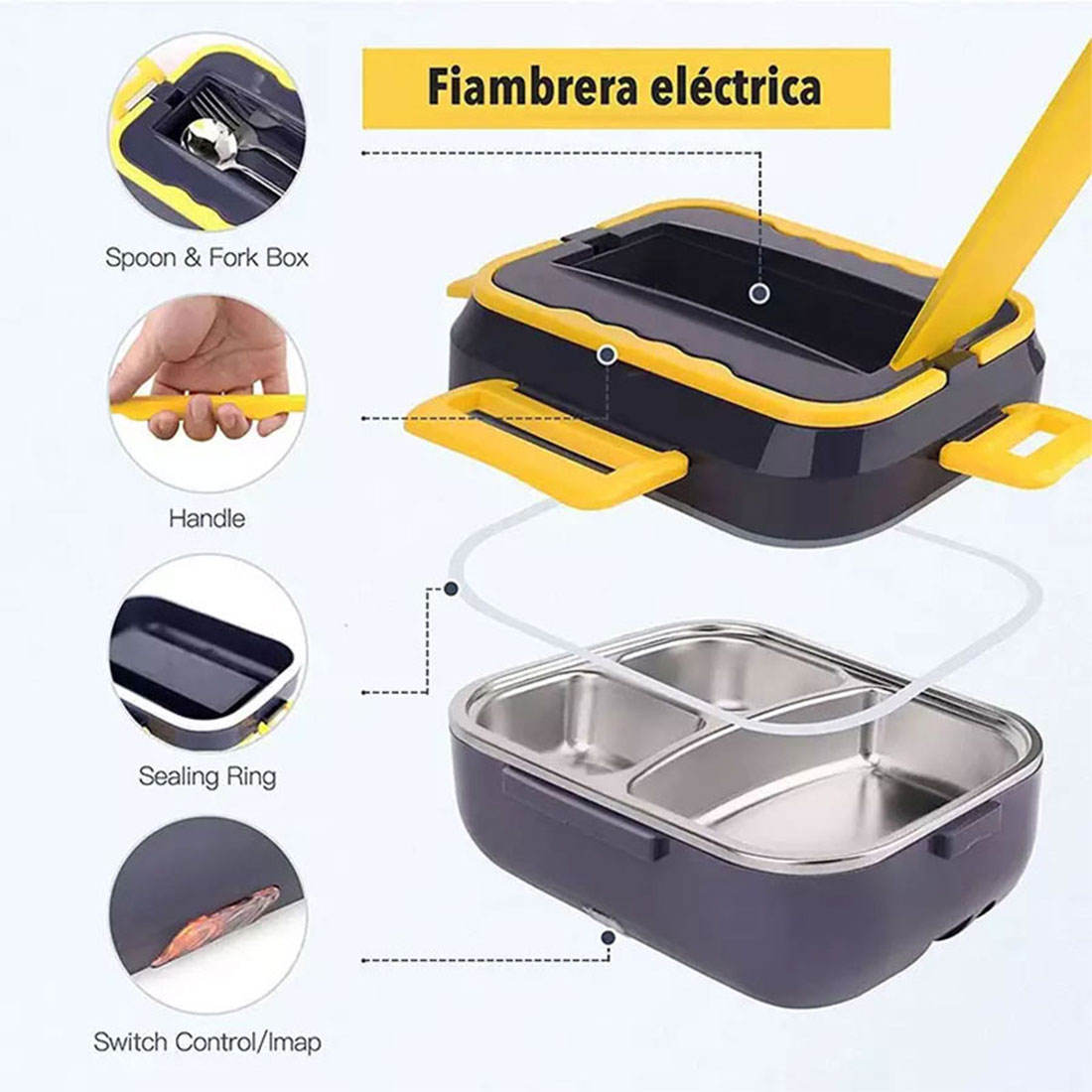 Kitchen ware 1.5L Cookware Sets Heater Portable Electric Lunch Boxes stainless steel Container with Insulation Bag for Car Truck - Smart Savvy