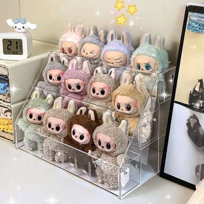 Spacious 3-Layer Display Shelf for Labubu Dolls and Handmade Blind Boxes, Stepped Transparent Acrylic Storage Solution - Smart Savvy