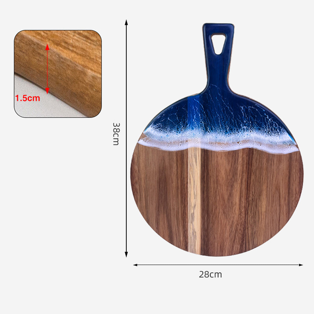 Wood Cutting Board Resin Blue green Wave Pattern eprolo