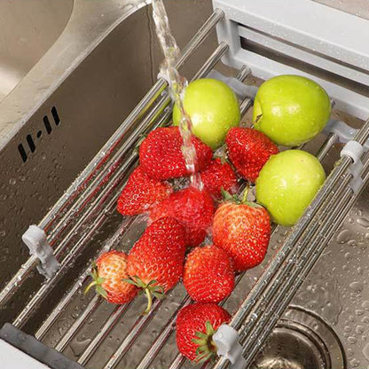 Adjustable Sink Dish Drying Rack Kitchen Organizer Stainless Steel Sink Drain Basket Vegetable Fruit Holder Storage Rack eprolo