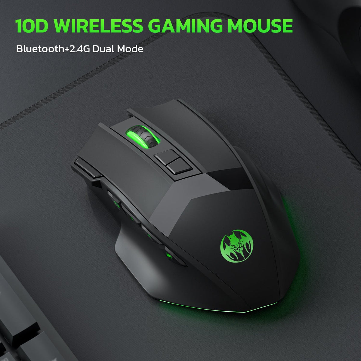 Wireless charging Bluetooth dual-mode 10 key mute gaming mouse 4800DPI mouse RGB color light eprolo