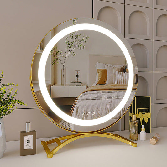 Round black dressing table makeup mirror desktop LED light eprolo