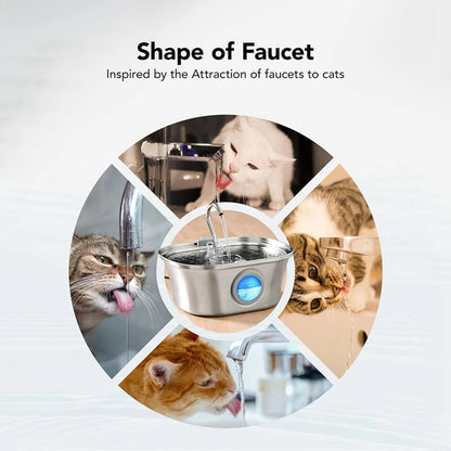 3.2L  Cat Water Fountain With Water Level Window,Stainless Steel Automatic Pet Water Fountain,Dog Water Dispenser Durable  USB eprolo