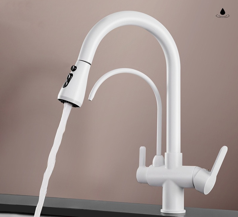 Antique brass three in one pure water direct drinking faucet, kitchen sink, pull-out faucet, hot and cold eprolo