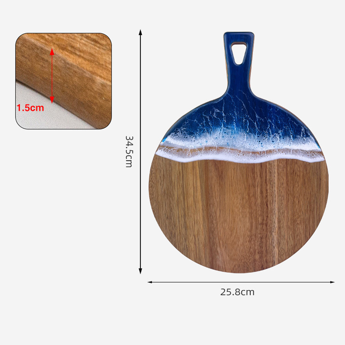 Wood Cutting Board Resin Blue green Wave Pattern eprolo