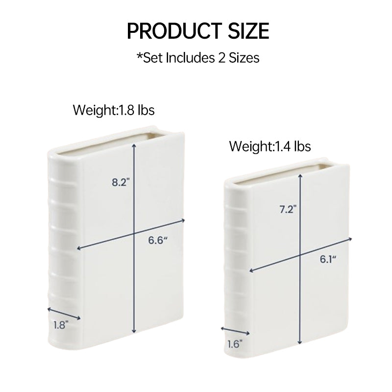 Book Vase - Ceramic, Cute & for Home Decor, with Flower & Shelf Options - Smart Savvy