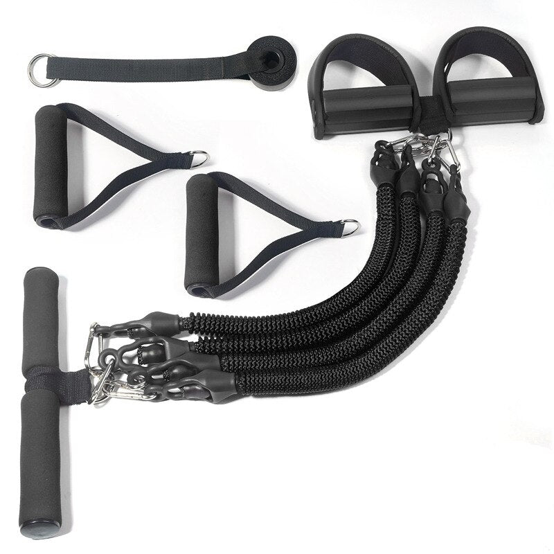 11Pcs Multifunction Sit-up Resistance Band 4-Tube Latex Elastic Yoga Pull Rope Expander Fitness Equipment eprolo