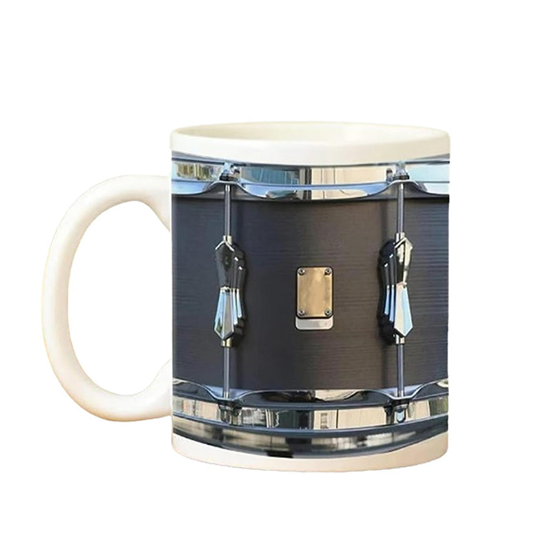 Vintage Drum Mug, 11oz. Black & White, Funny Ceramic Mug. Ideal Cool Gift for Drummers and Musicians. - Smart Savvy