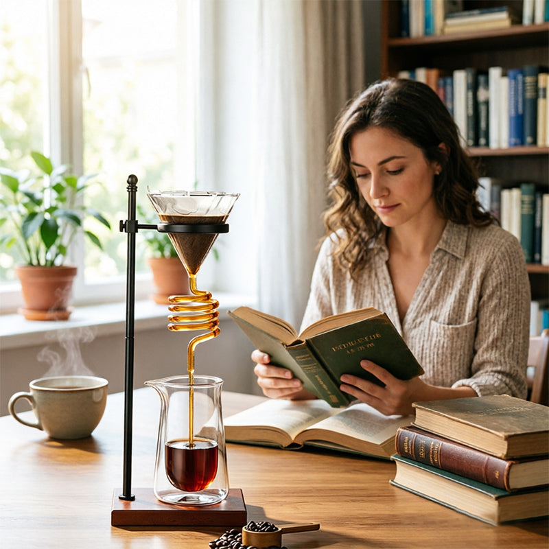 Spiral Cooling Pour-Over Coffee Filter Holder, Ins-Style Americano Dripper Stand with Spiral Chilling Design eprolo