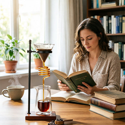 Spiral Cooling Pour-Over Coffee Filter Holder, Ins-Style Americano Dripper Stand with Spiral Chilling Design eprolo