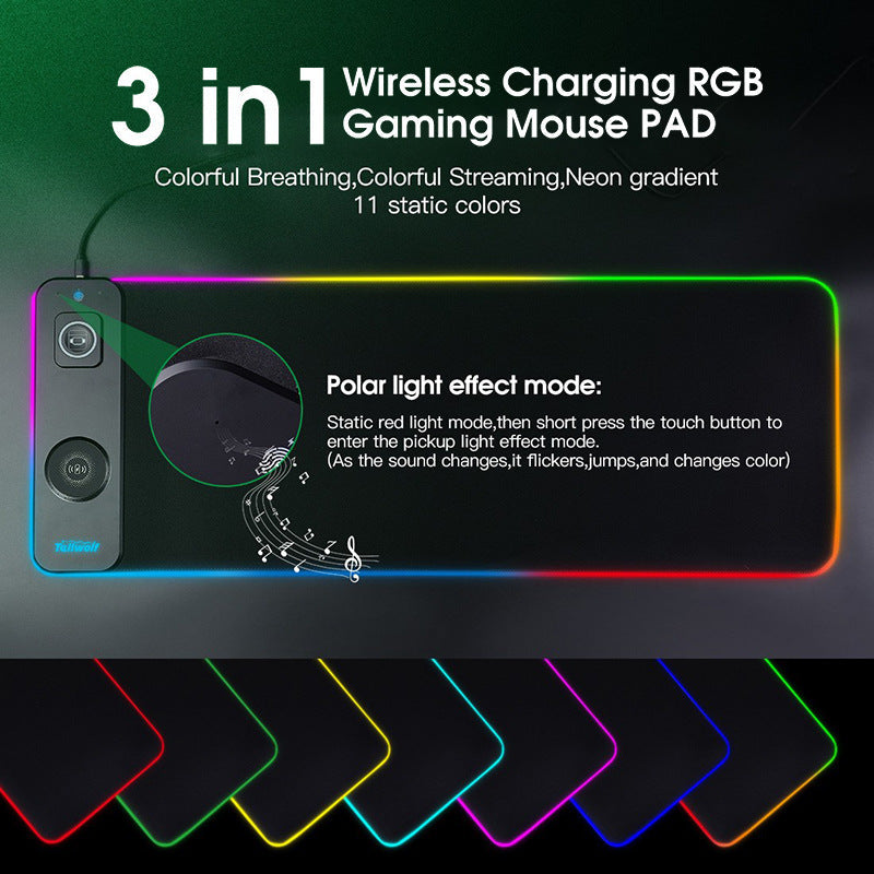 3 in 1 magnetic wireless charging mouse pad desk pad wireless charging luminous mouse pad eprolo