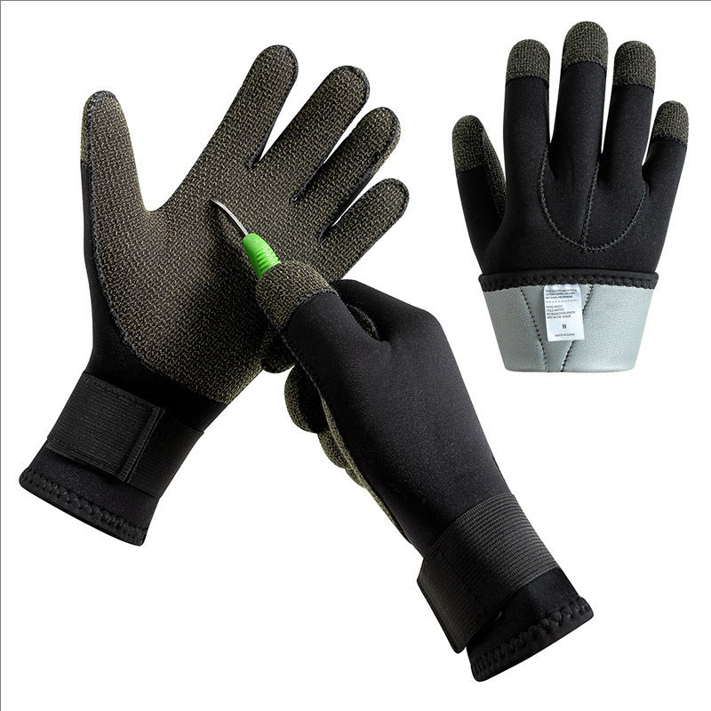 3/5mm Thick Kevlar Diving Gloves. Scratch-proof, for fish hunting, deep dive, spearfishing & skiing. - Smart Savvy