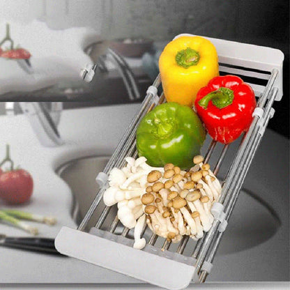 Adjustable Sink Dish Drying Rack Kitchen Organizer Stainless Steel Sink Drain Basket Vegetable Fruit Holder Storage Rack eprolo