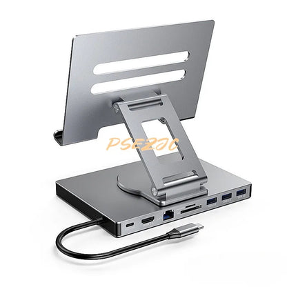 4K/60Hz Gigabit Ethernet Port USB 3.0 Splitter Hub Converter Flat Panel Rotary Stand Type-c Docking Station eprolo