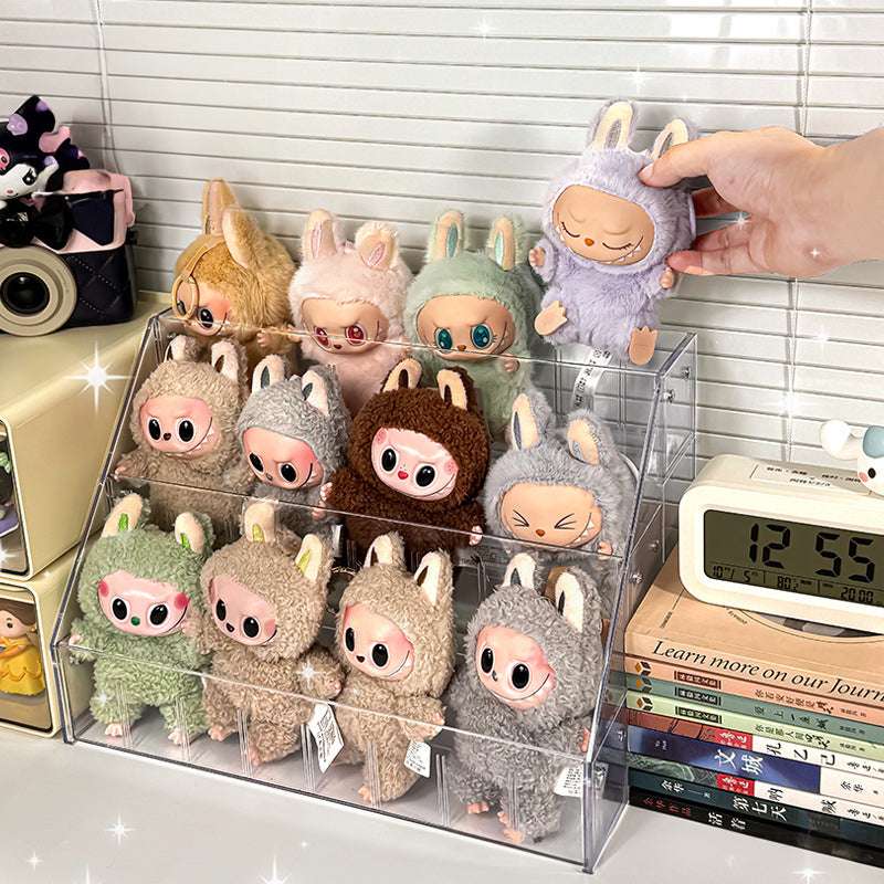 Spacious 3-Layer Display Shelf for Labubu Dolls and Handmade Blind Boxes, Stepped Transparent Acrylic Storage Solution - Smart Savvy