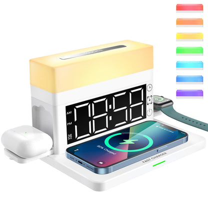 Multifunctional Wireless Charger 15W Fast Charge Desk Lamp Alarm Clock 6 in 1 for Apple Huawei eprolo