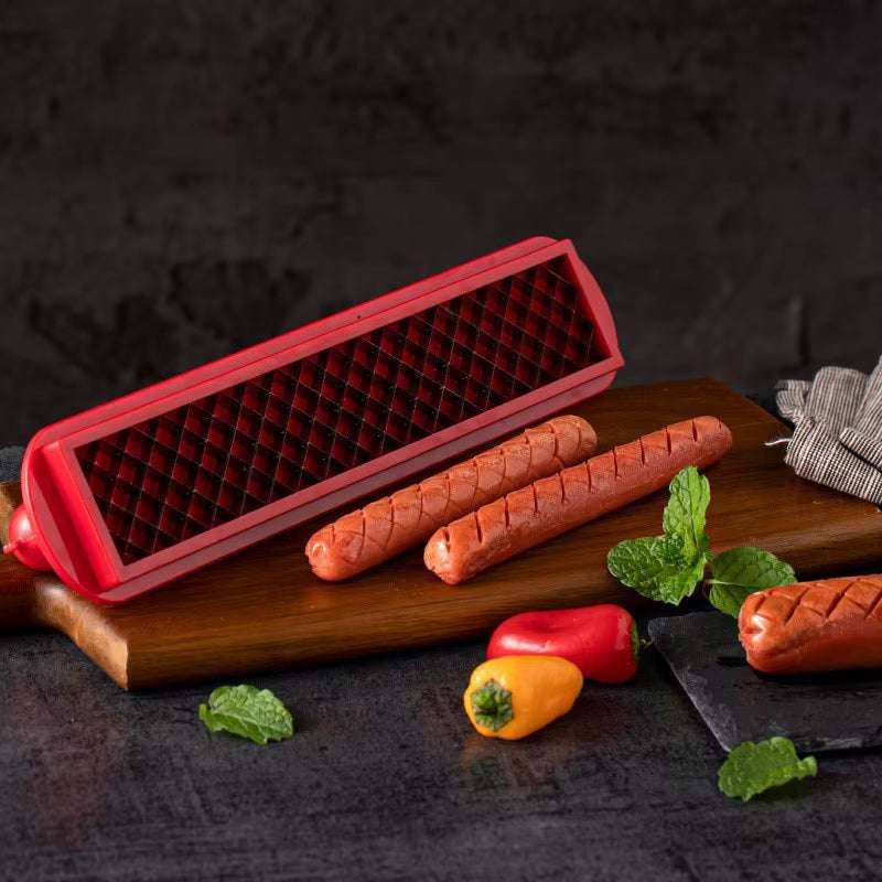 Cross - Groove Sausage & Hot Dog Slicer: Precision Mesh, Ideal Kitchen Accessory - Smart Savvy