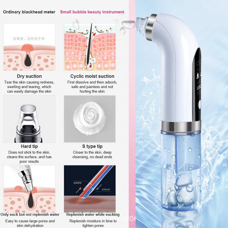 Electric Small Bubble Blackhead Remover USB Rechargeable Water Cycle Pore Acne Pimple Removal Vacuum Suction Facial Cleaner Tool eprolo