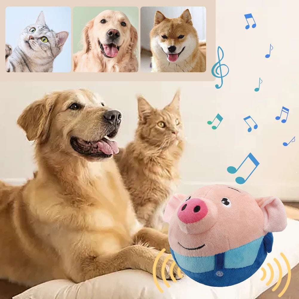 Electronic Pet Dog Toy Music Vibration Bouncing Ball Bite Puppy Ball Active Moving Pet Plush Sing Dog Chewing Squeaker Dog Toy - Smart Savvy