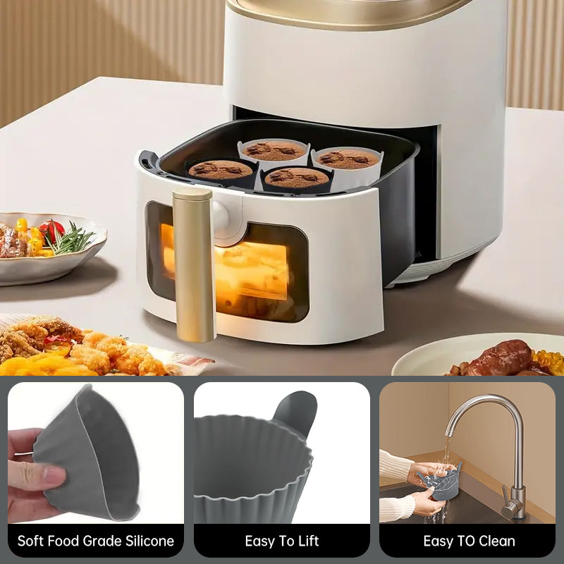 4-6 reusable silicone air fryer liners & baking cups – non-stick kitchen tools for eggs, cakes, meatballs. eprolo