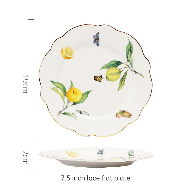 European - style Elegant Lemon Espresso Cups Set: Includes Tea Cups, Saucers, Ceramic Mugs, and a Dessert Plate - Smart Savvy