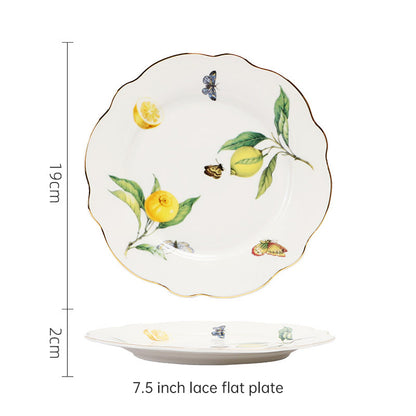 European - style Elegant Lemon Espresso Cups Set: Includes Tea Cups, Saucers, Ceramic Mugs, and a Dessert Plate - Smart Savvy