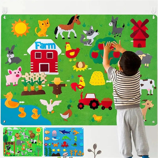 Felt Board Stories Set Montessori Ocean Farm Animal Family Interactive Preschool Education Early Learning Toddlers Toys eprolo