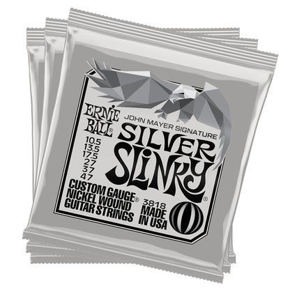 Ernie Ball John Mayer Silver Slinky Nickel Wound Electric Guitar Strings 3-Pack Tin - 10.5-47 Gauge - Smart Savvy