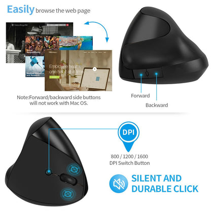 Ergonomic Optoelectronic Silent Charging 2.4G Wireless Mouse Vertical and Handheld eprolo
