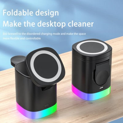 3 In 1 Magnetic Wireless Fast Charger For Smart Phone RGB Ambient Light Charging Station For Airpods IWatch eprolo