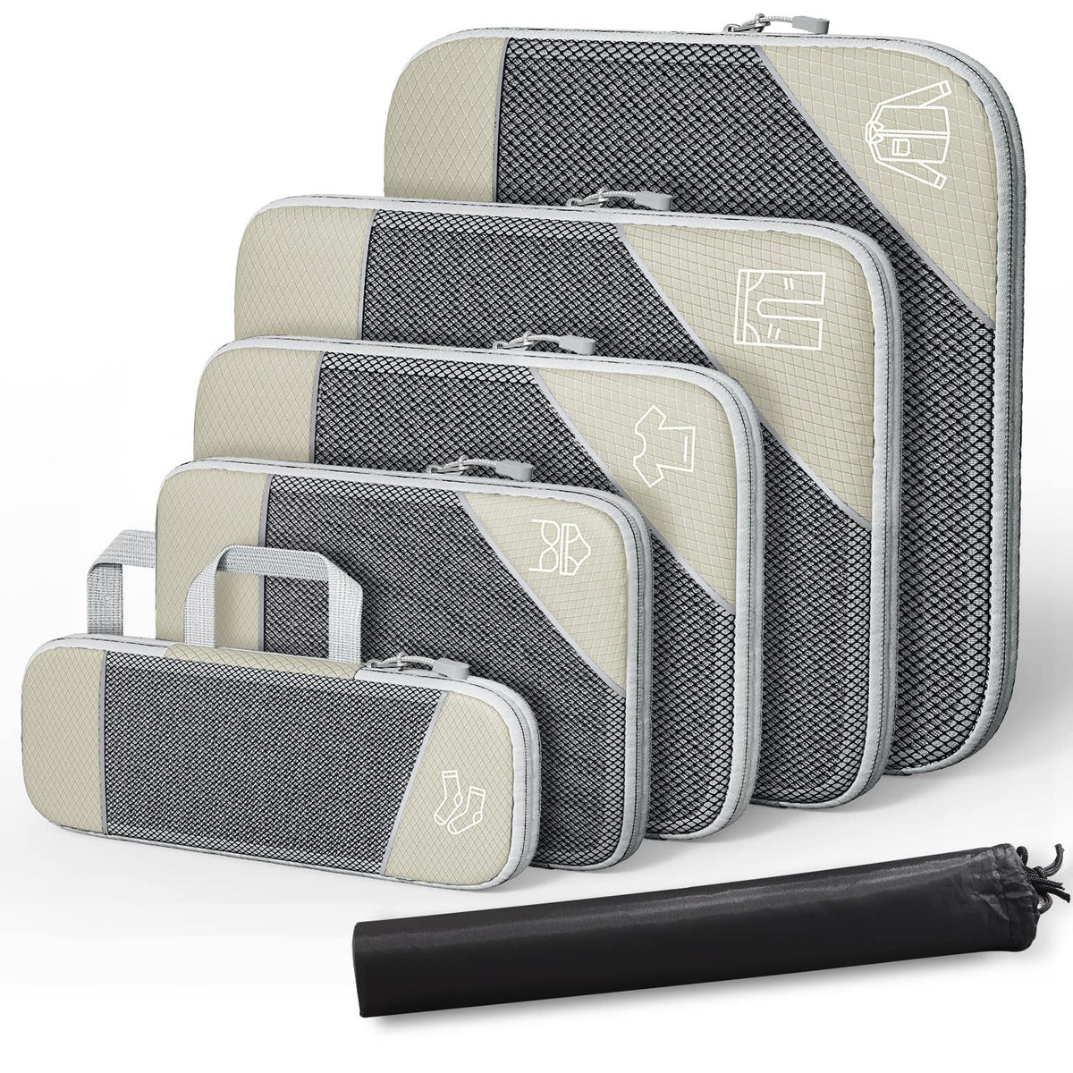 Travel Compressible Storage Bag Storage Bag Set with Shoe Bag Mesh Visual Luggage Storage Organizing Storage Bag eprolo