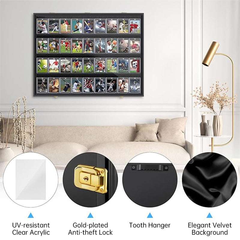 Large Sports Card Display Cases. Wooden, UV - protected acrylic fronts. For football, basketball, hockey cards - Smart Savvy