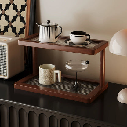 2-Tier Bamboo Spice & Cosmetic Organizer with Acrylic Base, Countertop Storage for Small Spaces eprolo