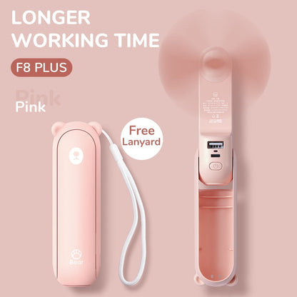 Portable Fan Mini Handheld Fan USB  Recharge Hand Held Small Pocket Fan with Power Bank Flashlight Feature eprolo