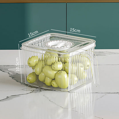 Refrigerator Storage Box Household Drainable Food Storage Box Sealed Storage Box With Handle Stacking Storage Box eprolo