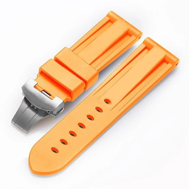 Panerai sea rubber watch strap original butterfly buckle folding buckle waterproof rubber silicone strap men's 22 24mm - Smart Savvy