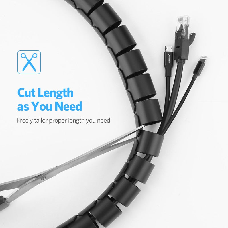Ugreen Cable Holder Organizer 25mm Diameter Flexible Spiral Tube Cable Organizer Wire Management Cord Protector Cable Winder eprolo