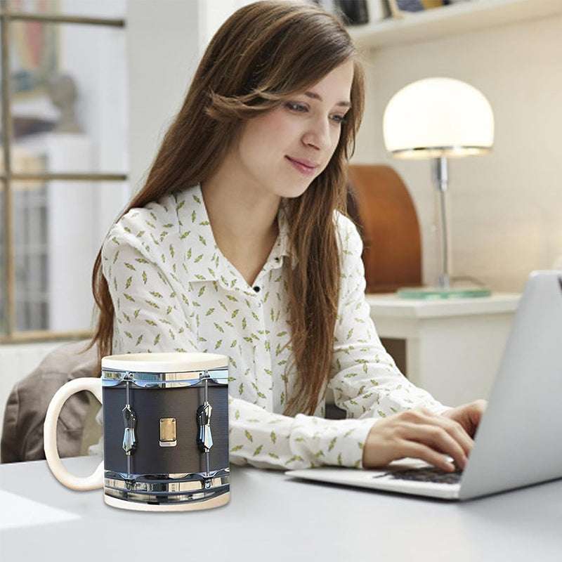Vintage Drum Mug, 11oz. Black & White, Funny Ceramic Mug. Ideal Cool Gift for Drummers and Musicians. - Smart Savvy