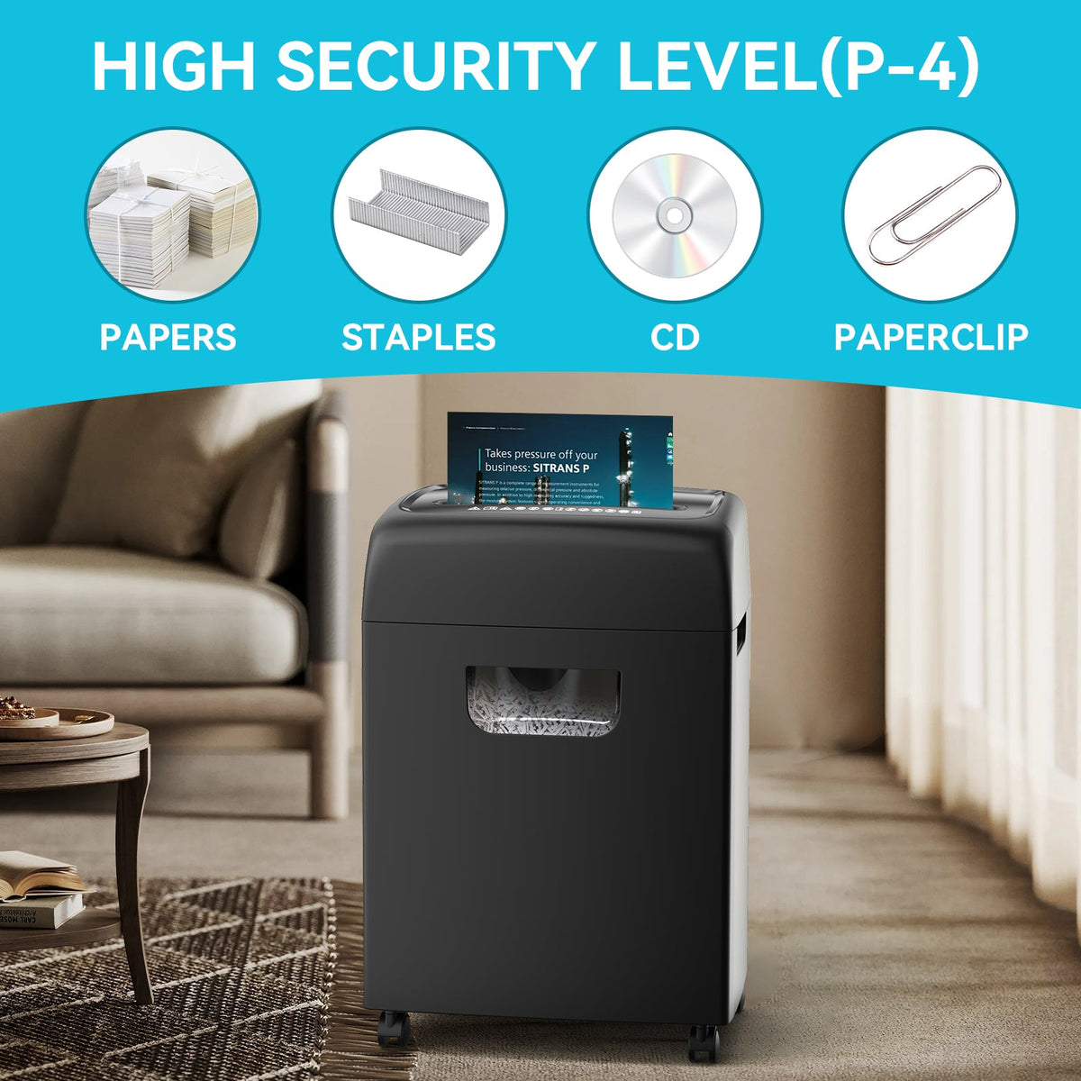 PAPER SHREDDER CROSS CUT LARGE BIN HIGH SECURITY LOW NOISE eprolo