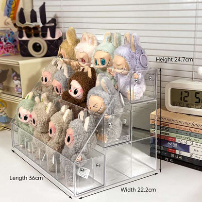 Spacious 3-Layer Display Shelf for Labubu Dolls and Handmade Blind Boxes, Stepped Transparent Acrylic Storage Solution - Smart Savvy