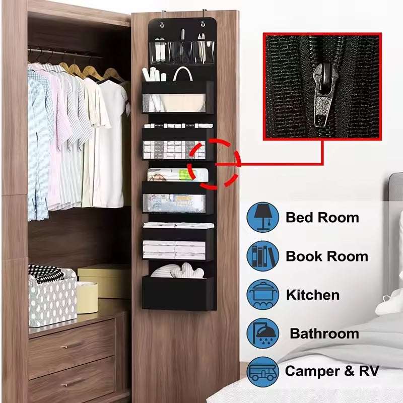 5 - Shelf Hanging Storage: Anti - Tilt, 5 large pockets. Good for bedroom, bathroom, living room (behind - door use). - Smart Savvy