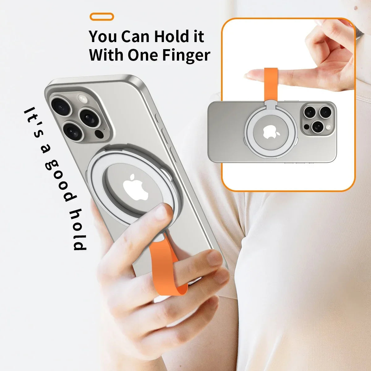 Magnetic Cell Phone Ring Holder for MagSafe Magnet Stand with Strap for IPhone 13 14 15 Samsung Mac Safe Removable Grip Bracket eprolo