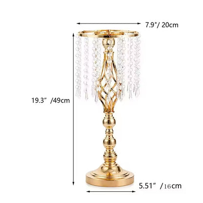 Wrought Iron Metal Flower Stand with Crystal Acrylic Beads Hanging Flower Arrangement, Gold-Plated Decoration for Wedding Tables - Smart Savvy